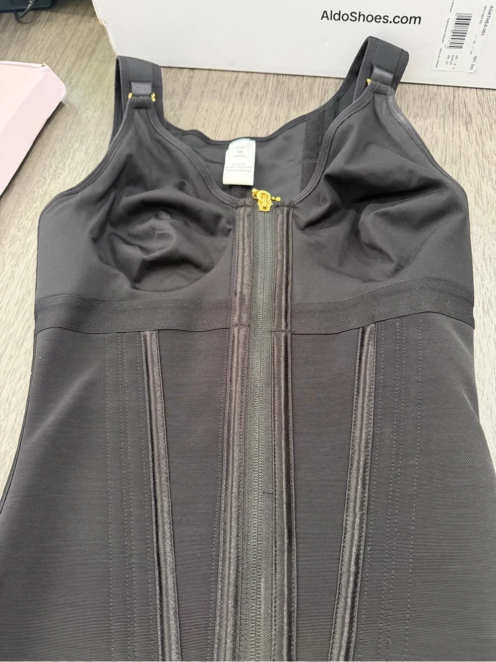 Black Waist Trainer Bodysculpting Shapewear with Adjustable Straps